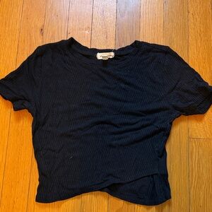 Silence + Noise Black Ribbed Top